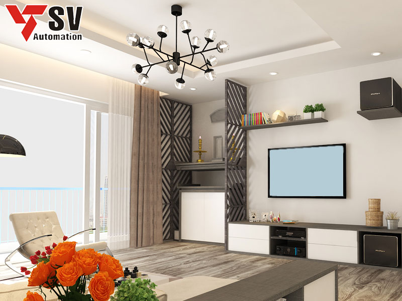 Mẫu vách ngăn bàn thờ hoa văn màu trắng giúp tạo sự hiện đại, tinh tế cho không gian nhà bạn