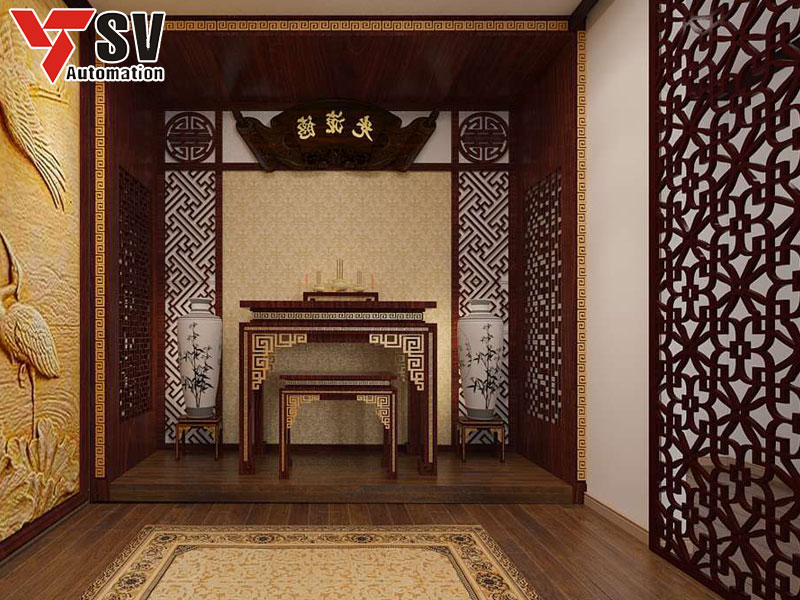 Mẫu vách ngăn CNC phòng thờ được gia công theo yêu cầu của gia chủ