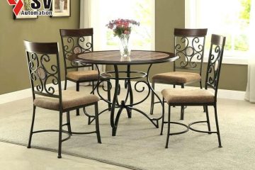 Mẫu 10: Bộ bàn ghế ăn kim loại được kết hợp tỉ mỉ cùng chất liệu gỗ, phù hợp cho những gia chủ có mệnh Mộc, vừa tạo điểm nhấn vừa mang ý nghĩa hưng thịnh