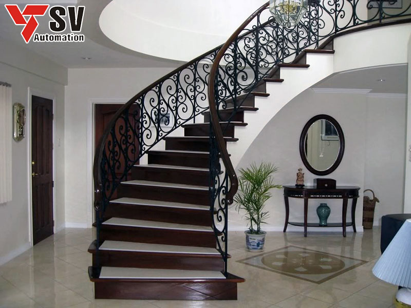 Mẫu lan can cầu thang 2D độc đáo với hình gợn sóng tạo cảm giác nhẹ nhàng cho không gian nhà bạn